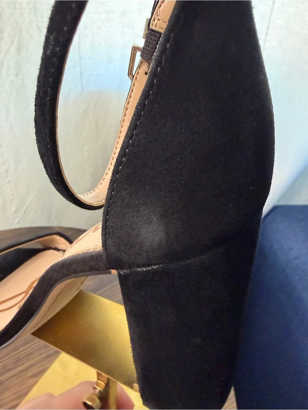 ⁠Sam Edelman Yaro Black Suede Block Heel Sandals Size 8.5⁠